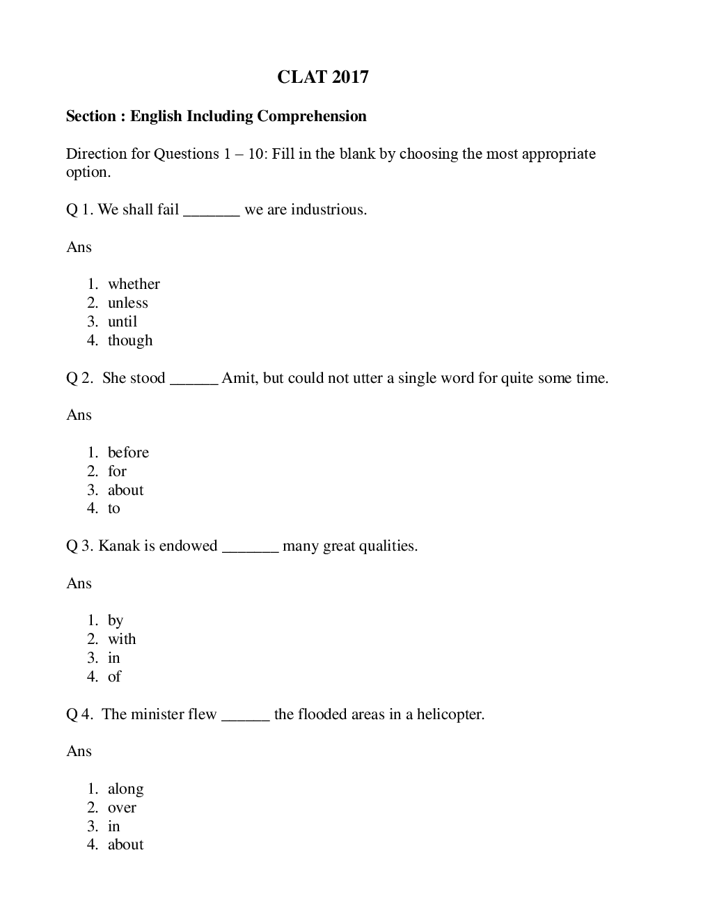 CLAT Question Paper With Answer 2017 - Page 2