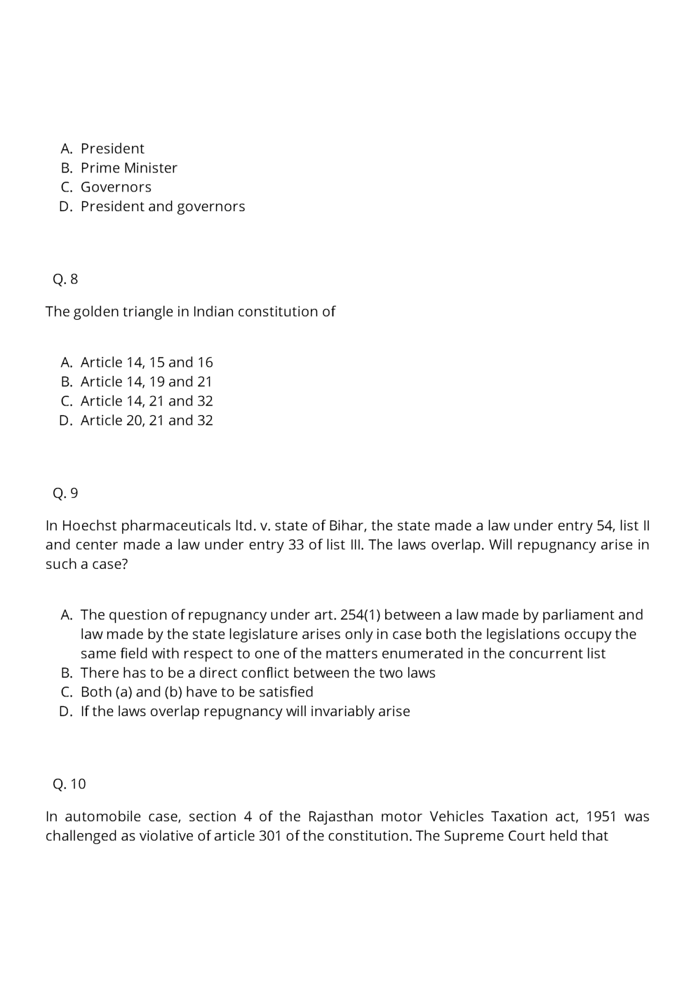 CLAT LLM Question Paper With Answer 2011 - Page 4