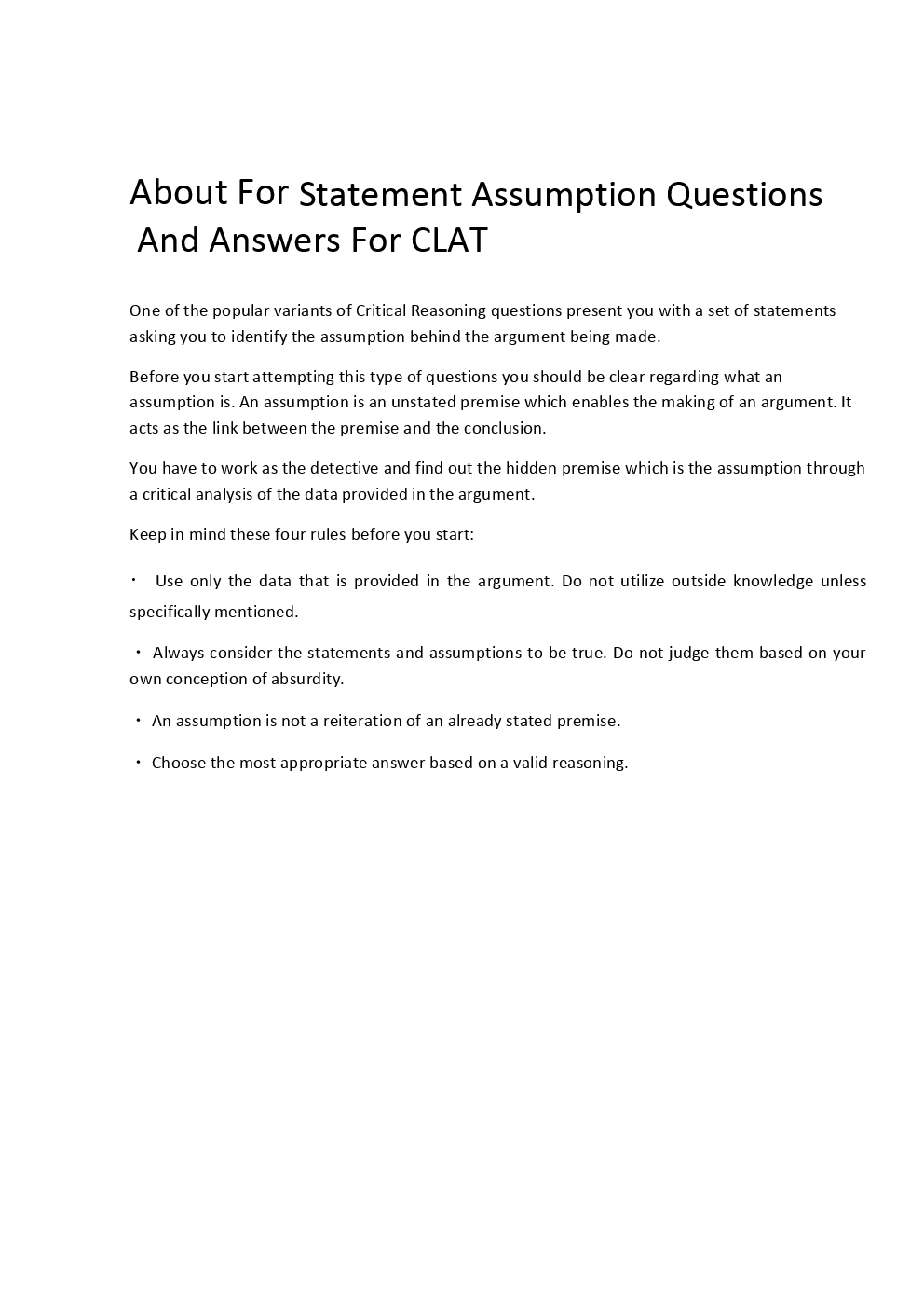 Statement Assumption Questions And Answers For CLAT - Page 3