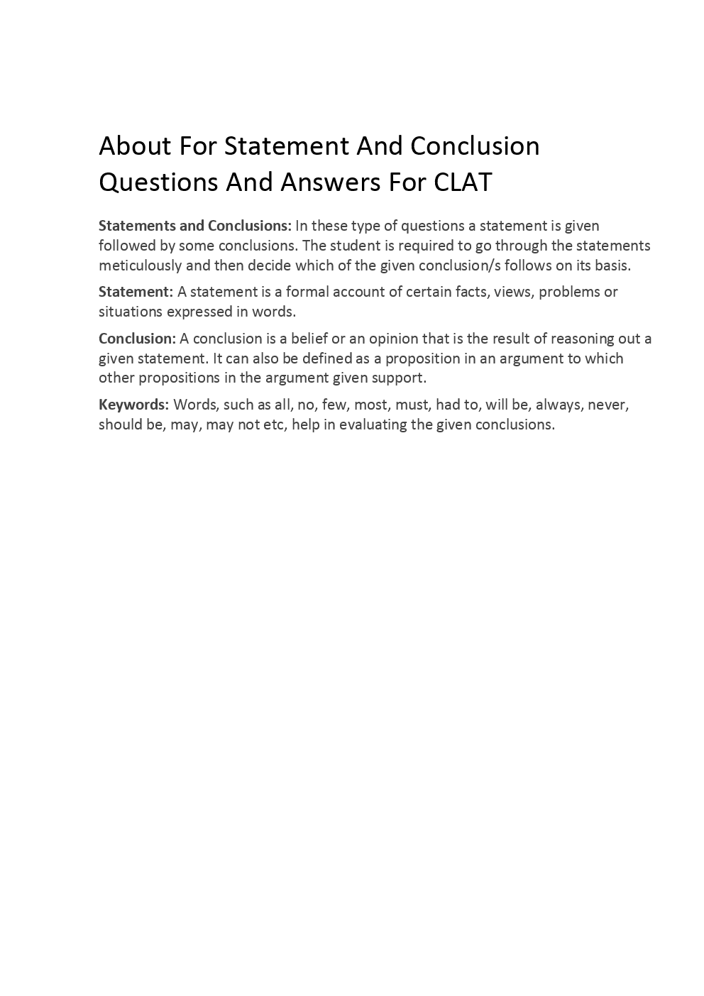 Statement And Conclusion Questions And Answers For CLAT - Page 3