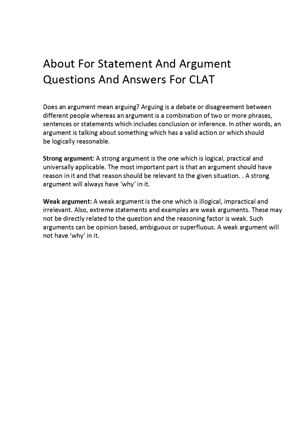 Statement And Argument Questions And Answers For CLAT - Page 3