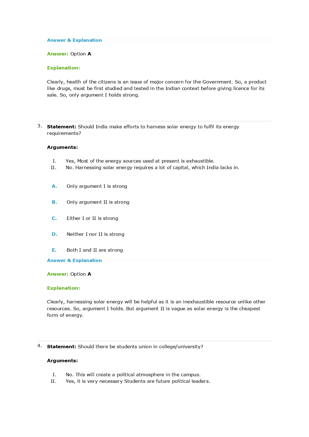 Statement And Argument Questions And Answers For CLAT - Page 5
