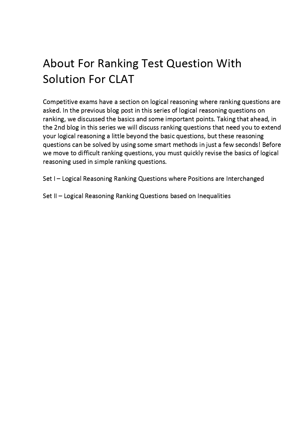 Ranking Test Question With Solution For CLAT - Page 3