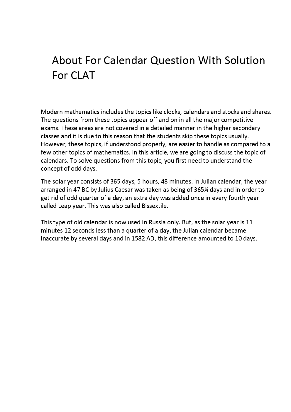 Calendar Question With Solution For CLAT - Page 3