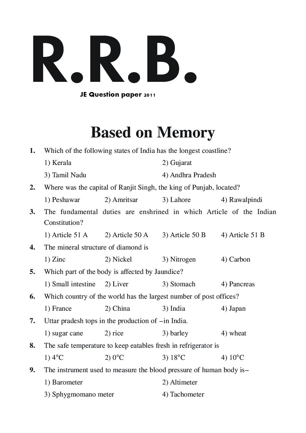 RRB JE Previous Year Question With Solution 2011 - Page 2