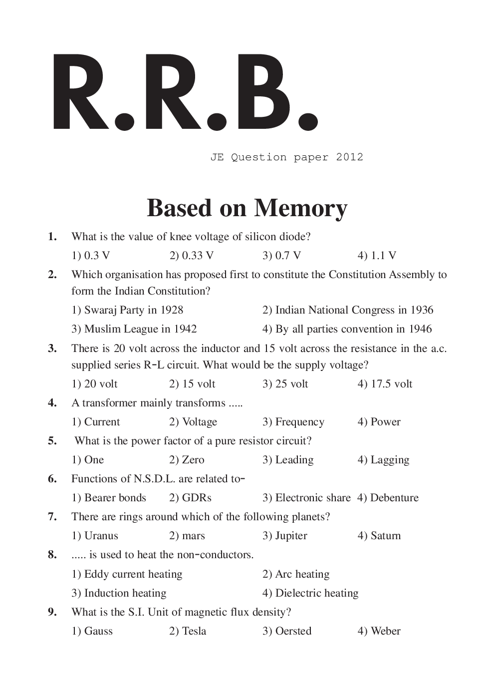 RRB JE Previous Year Question With Solution 2012 - Page 2