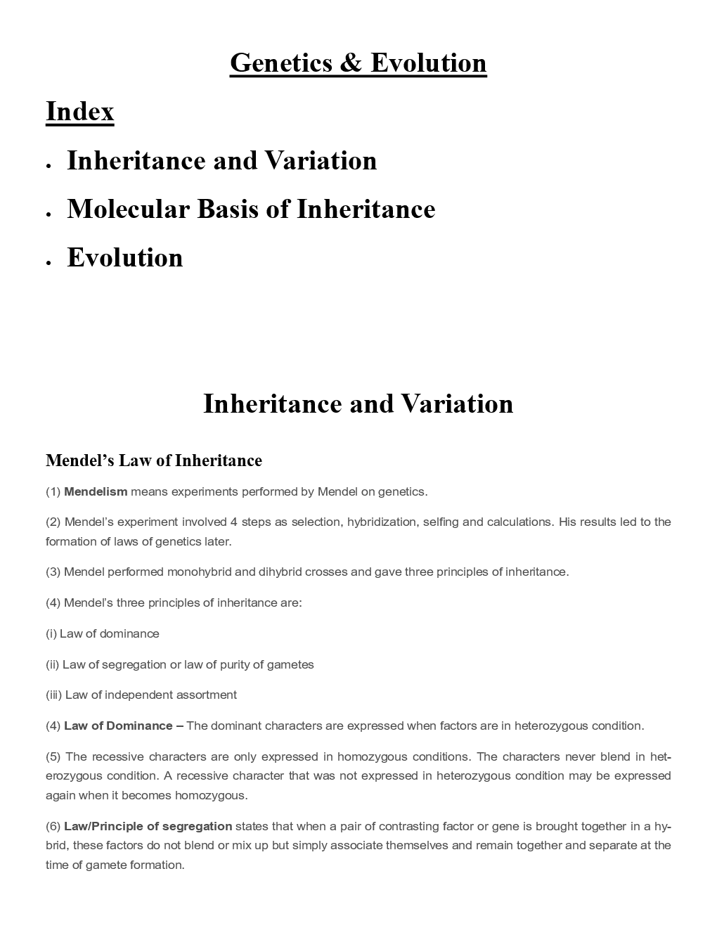 Biology Genetics & Evolution Revision Notes & Solved Examples - Page 2