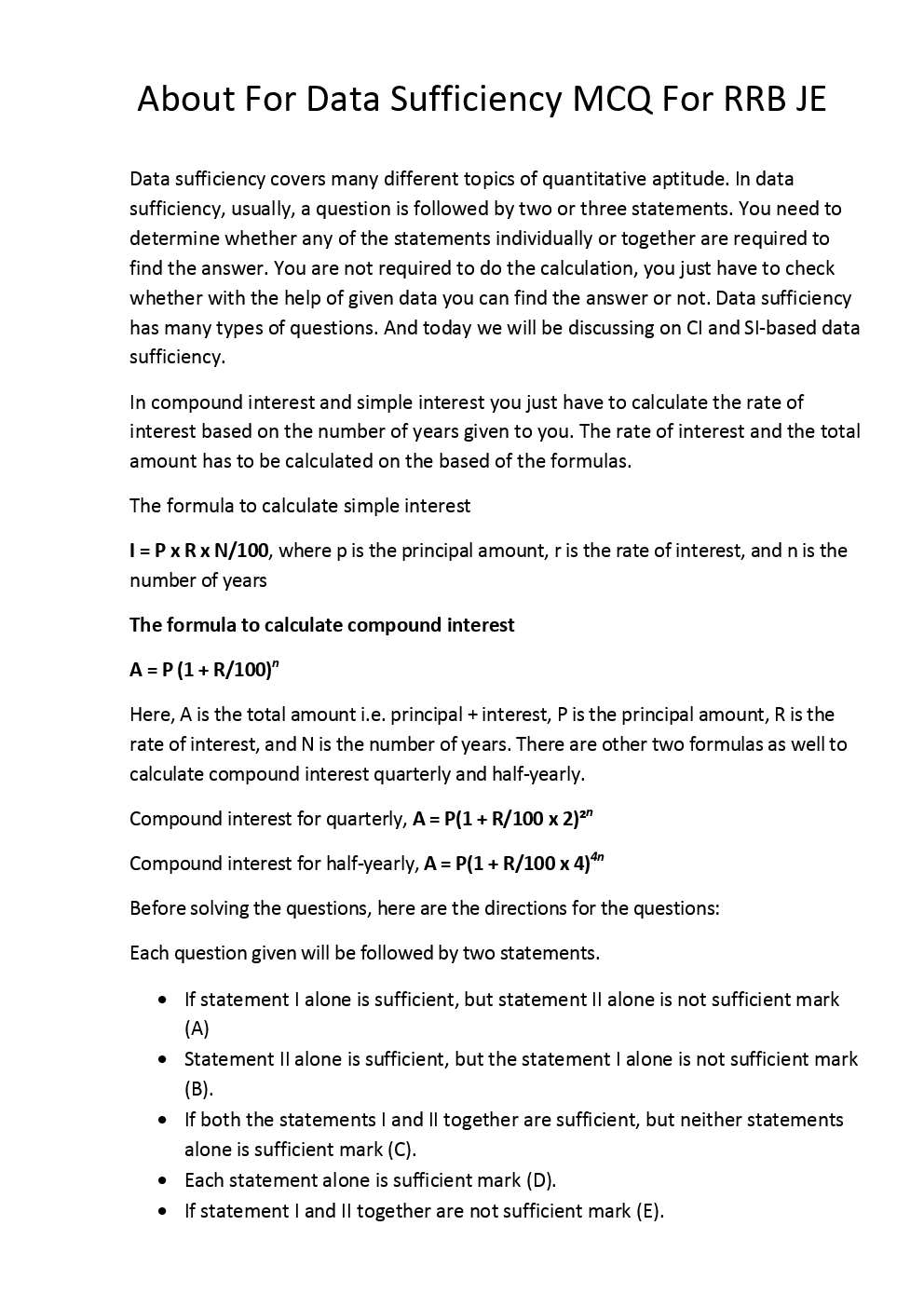 Data Sufficiency MCQ For RRB JE - Page 3