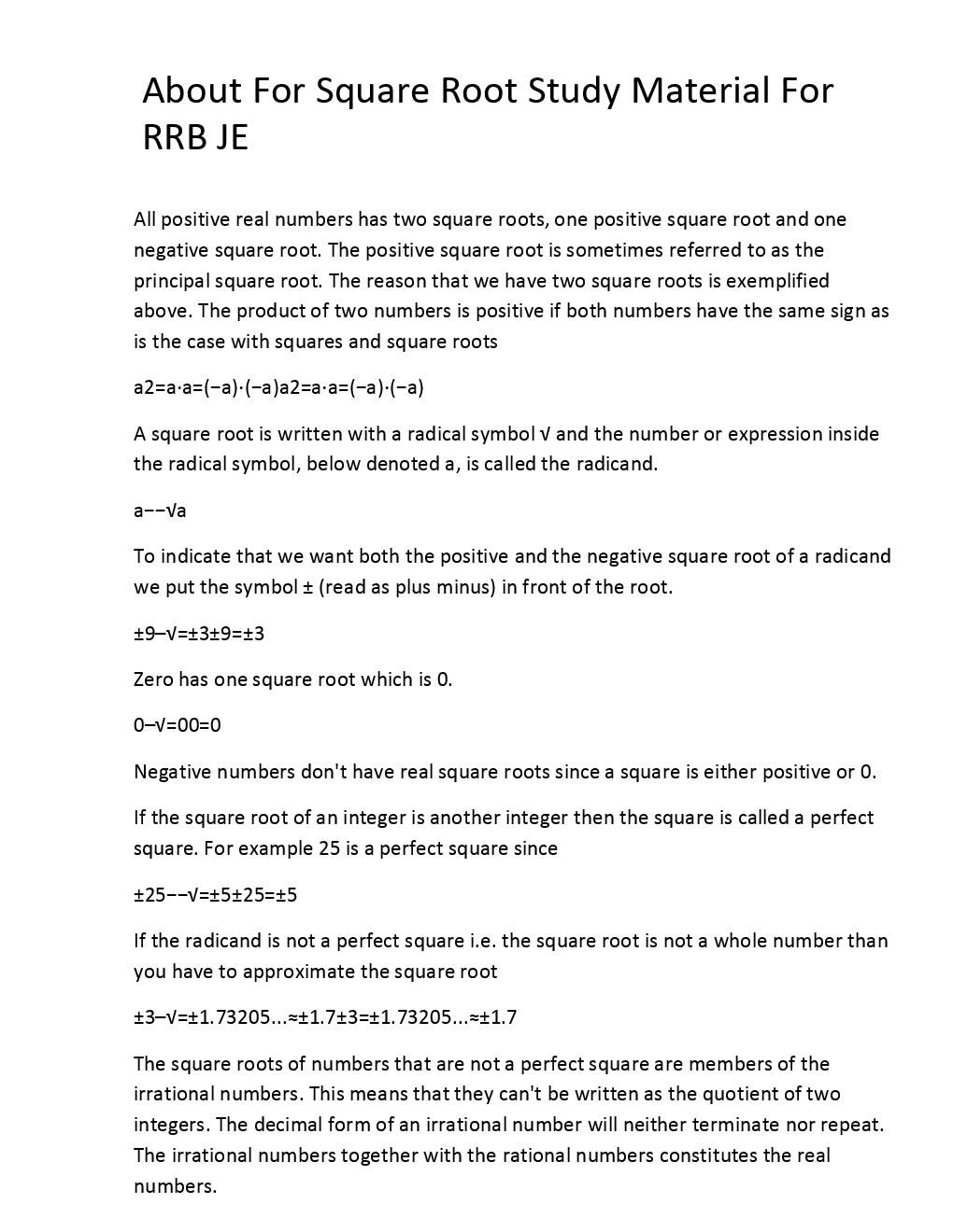 Square Root Study Material For RRB JE - Page 3