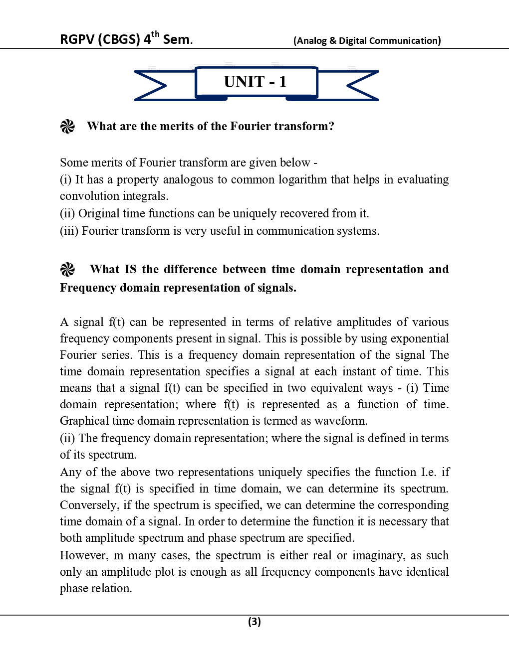 Analog And Digital Communication  For RGPV BE 4th Sem Computer Science Engineering - Page 4