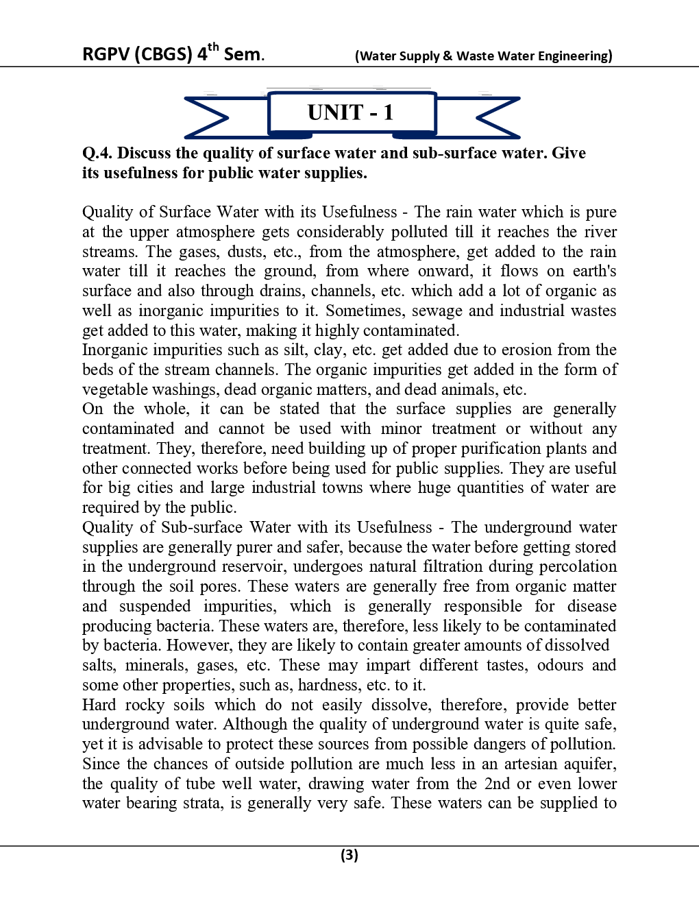 Water Supply & Waste Water Engineering For RGPV BE 4th Sem Civil Engineering - Page 4