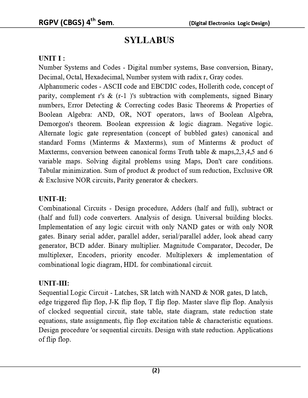 Digital Electronics Logic Design For RGPV BE 4th Sem Electronics & Communication Engineering - Page 3