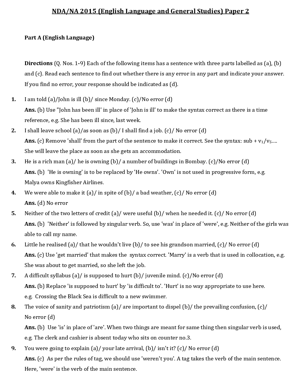 NDA-II General Ability Test Question Paper With Solutions (2015) - Page 2