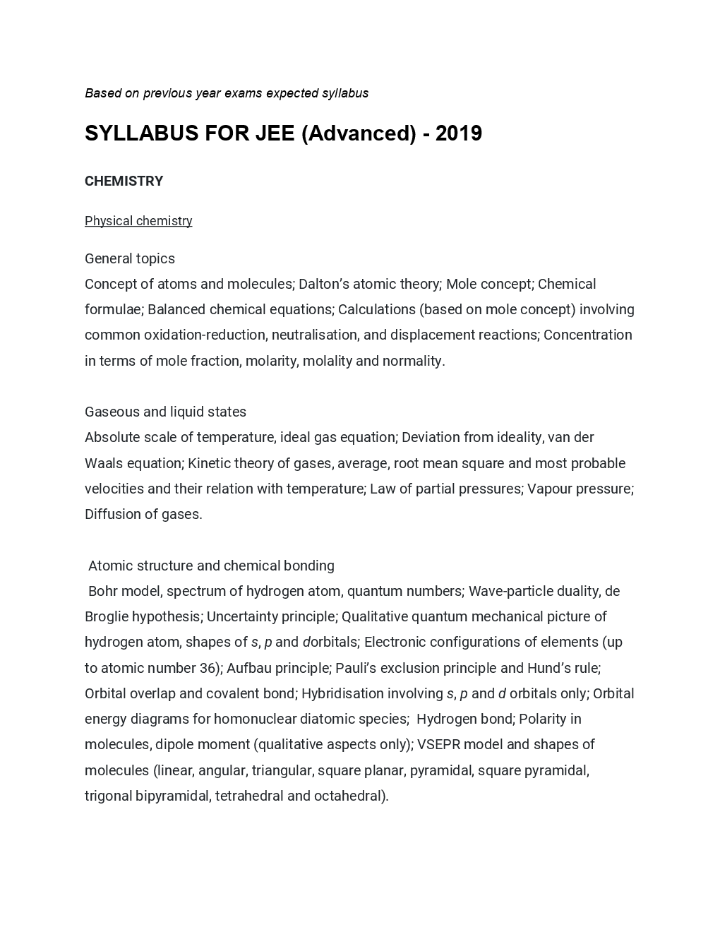 Syllabus For JEE (Advanced)- 2019 - Page 2