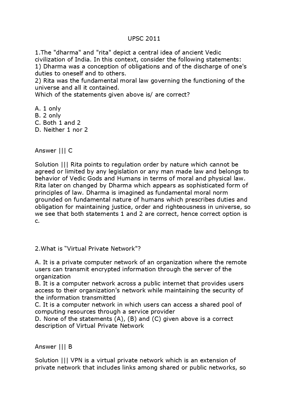 UPSC IAS Prelims Question Paper With Solutions 2011 - Page 2