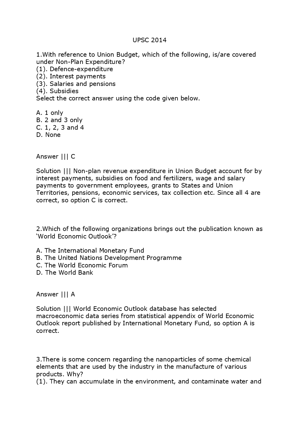 UPSC IAS Prelims Question Paper With Solutions 2014 - Page 2