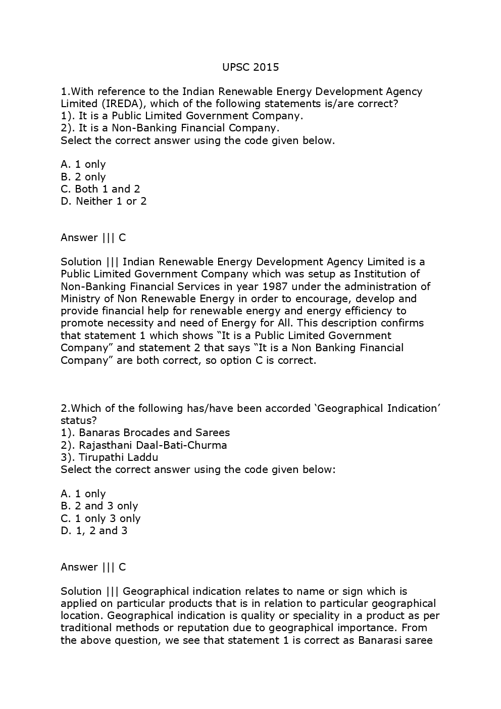 UPSC IAS Prelims Question Paper With Solutions 2015 - Page 2