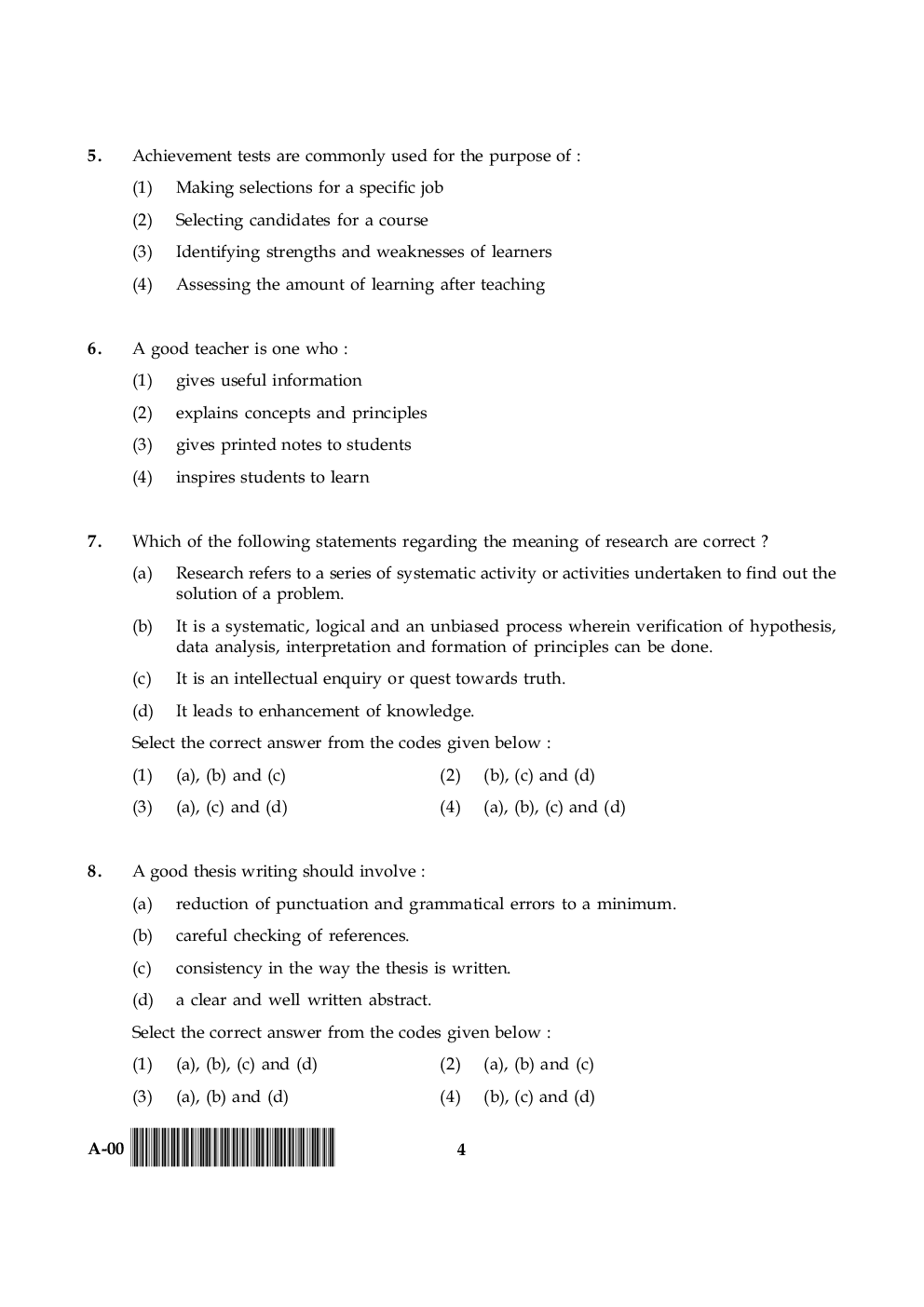 UGC NET Previous Paper With Answer Paper-I June 2015 - Page 4