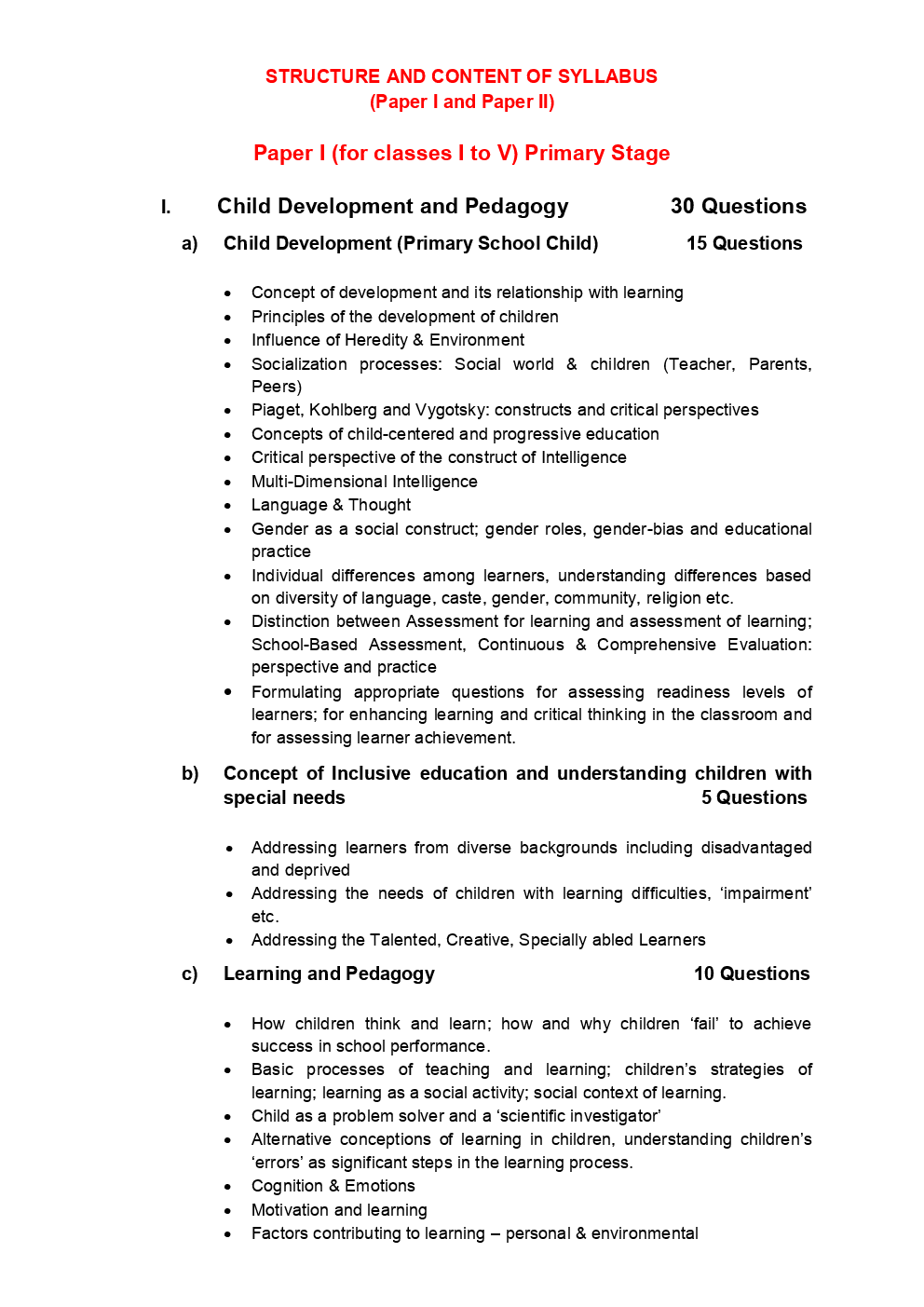 CTET Syllabus For Class ( I To V) 2019 - Page 2