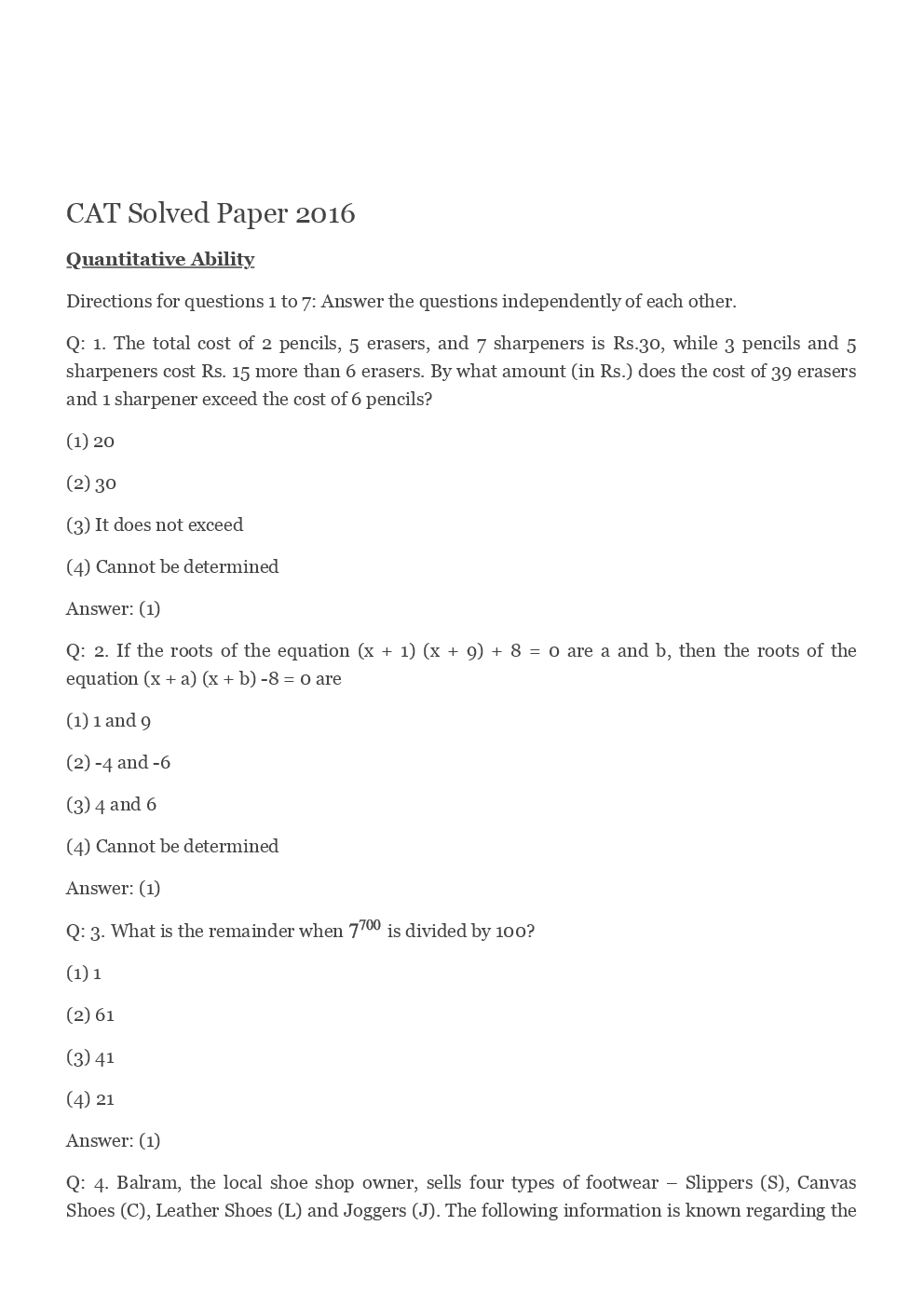 CAT 2016 Previous Year Paper With Answer - Page 2
