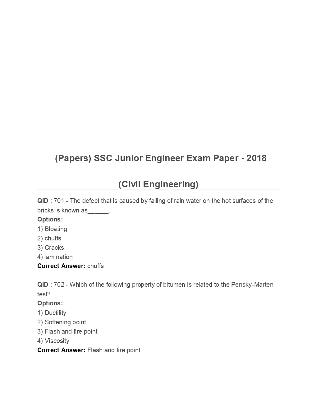 SSC Junior Engineer Civil Engineering 2018 Paper-1 - Page 2