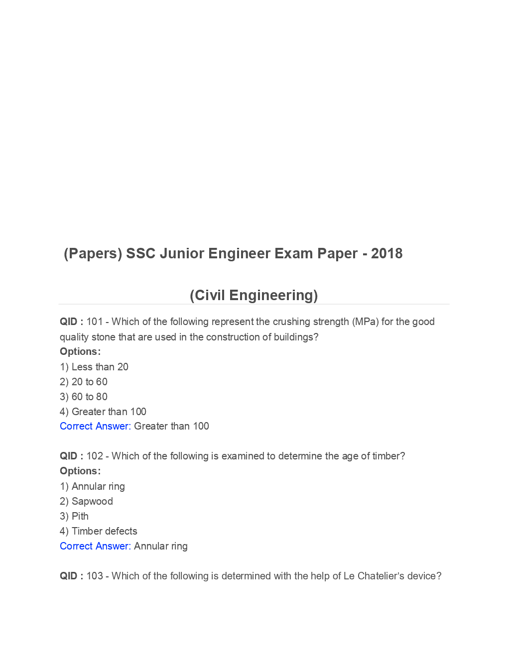 SSC Junior Engineer Civil Engineering 2018 Paper-2 - Page 2