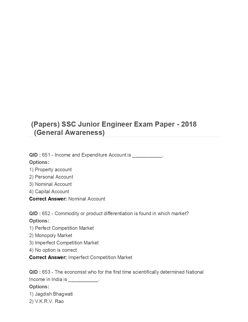 SSC Junior Engineer General Awareness Engineering 2018 Paper-1 - Page 2