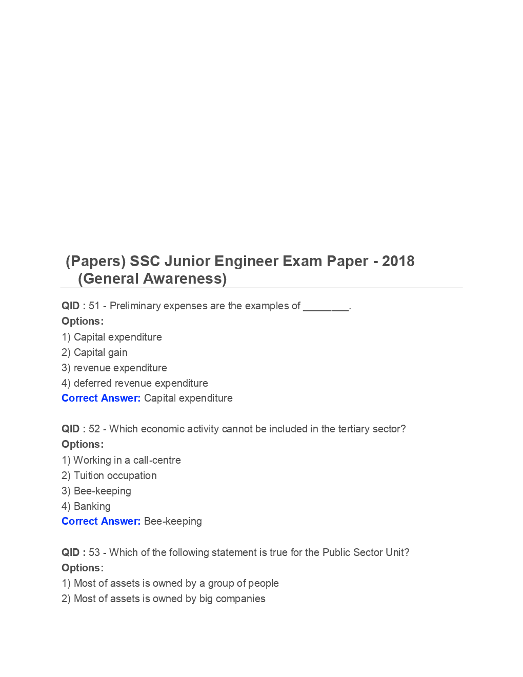 SSC Junior Engineer General Awareness Engineering 2018 Paper-2 - Page 2