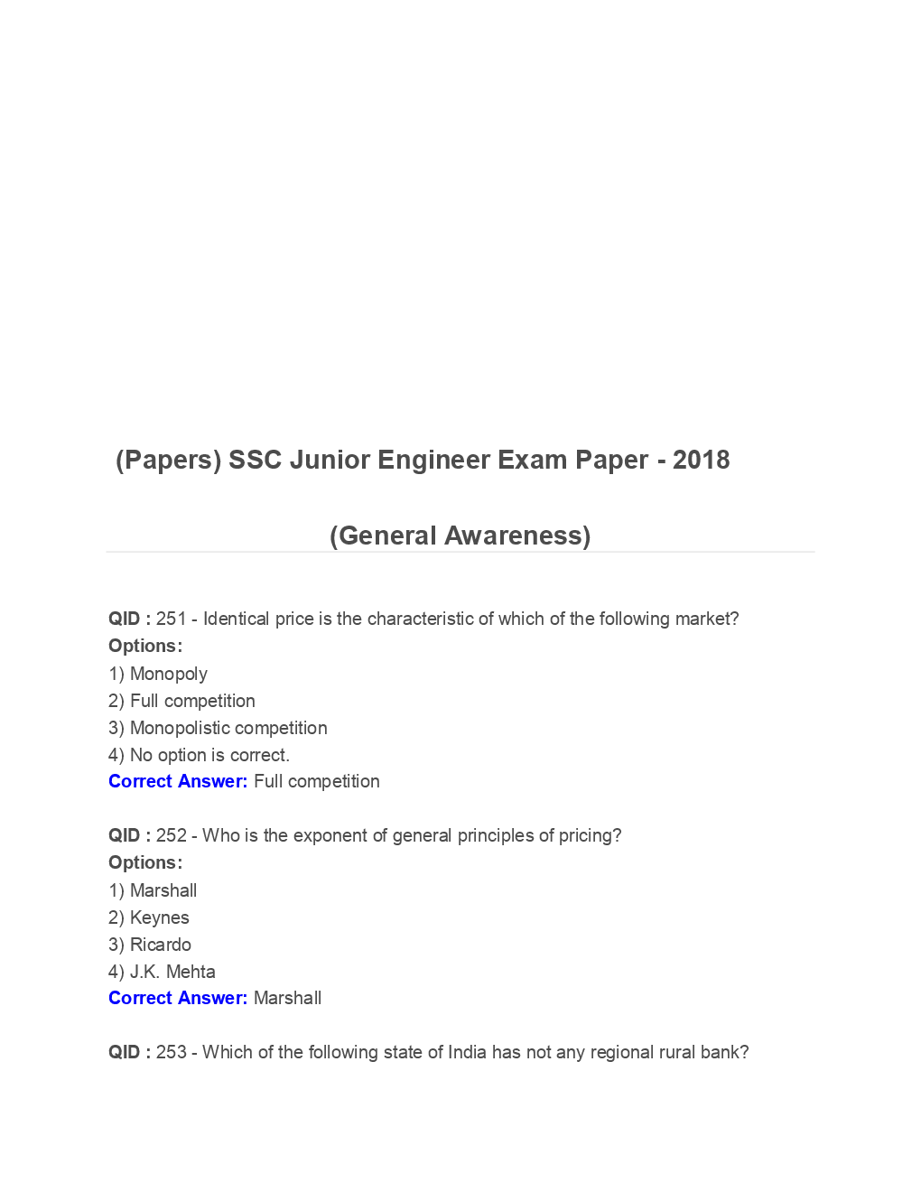 SSC Junior Engineer General Awareness Engineering 2018 Paper-6 - Page 2
