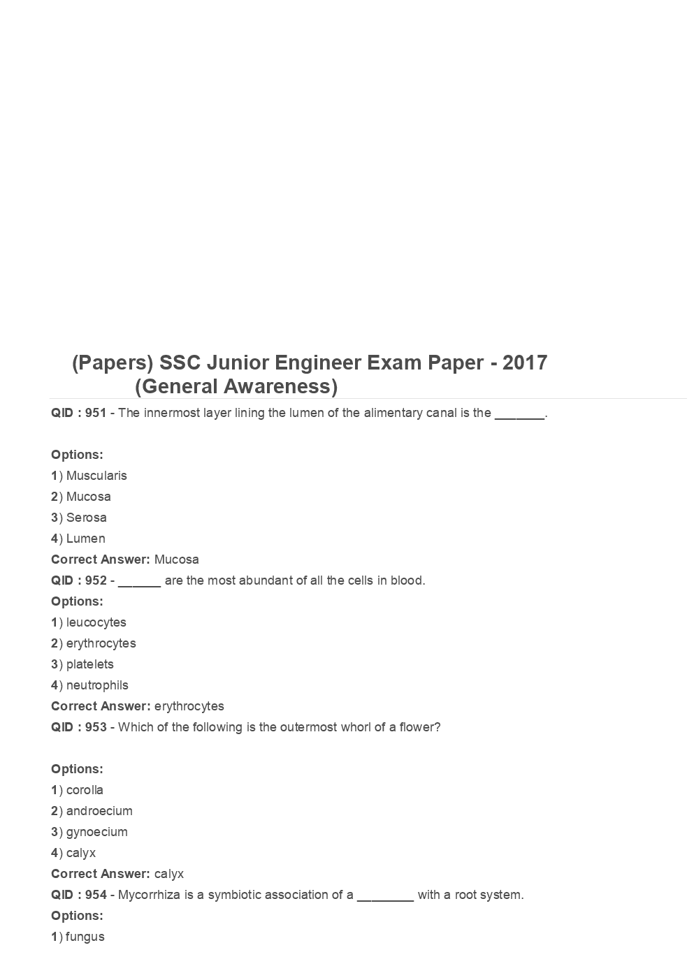 SSC Junior Engineer General Awareness Engineering 2017 Paper-1 - Page 2