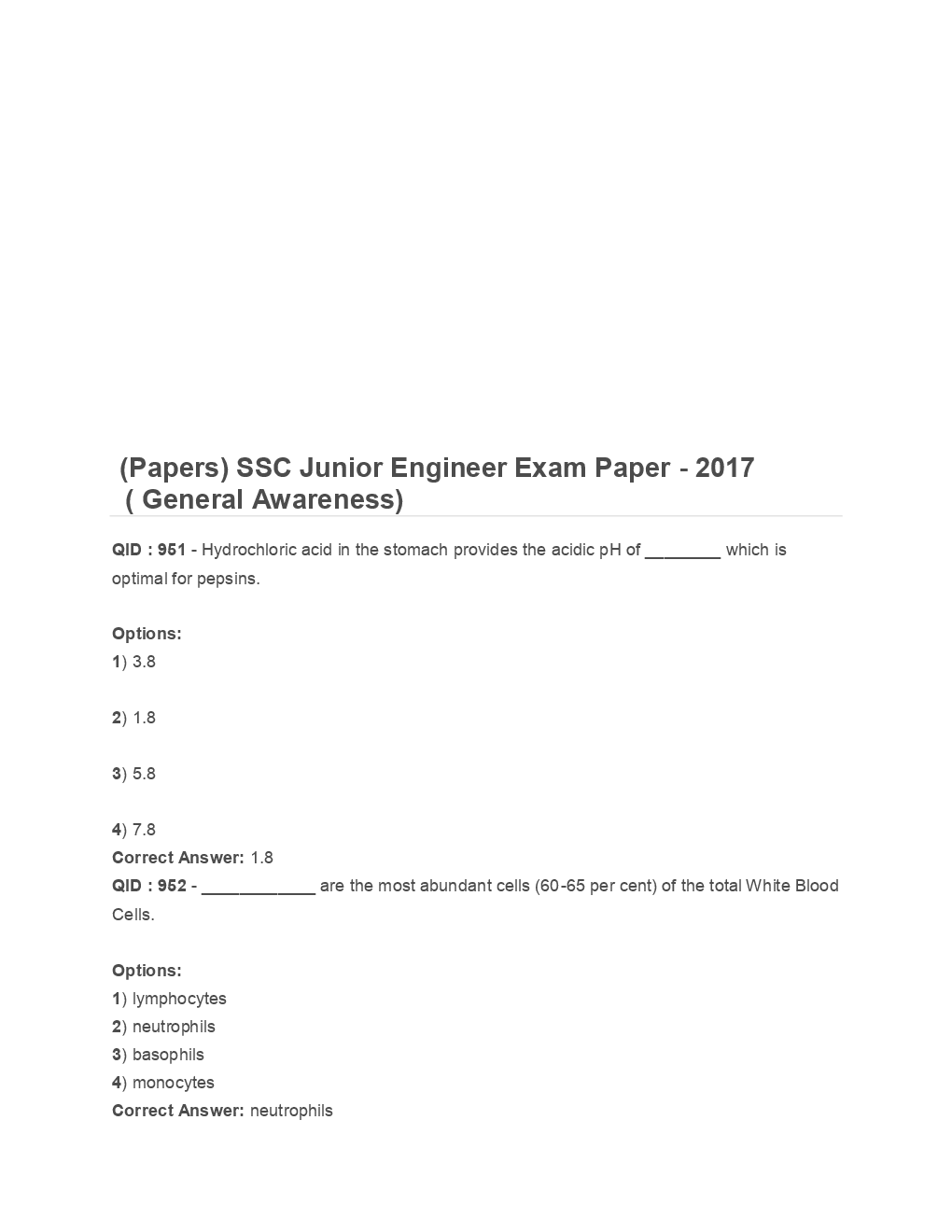 SSC Junior Engineer General Awareness Engineering 2017 Paper-3 - Page 2