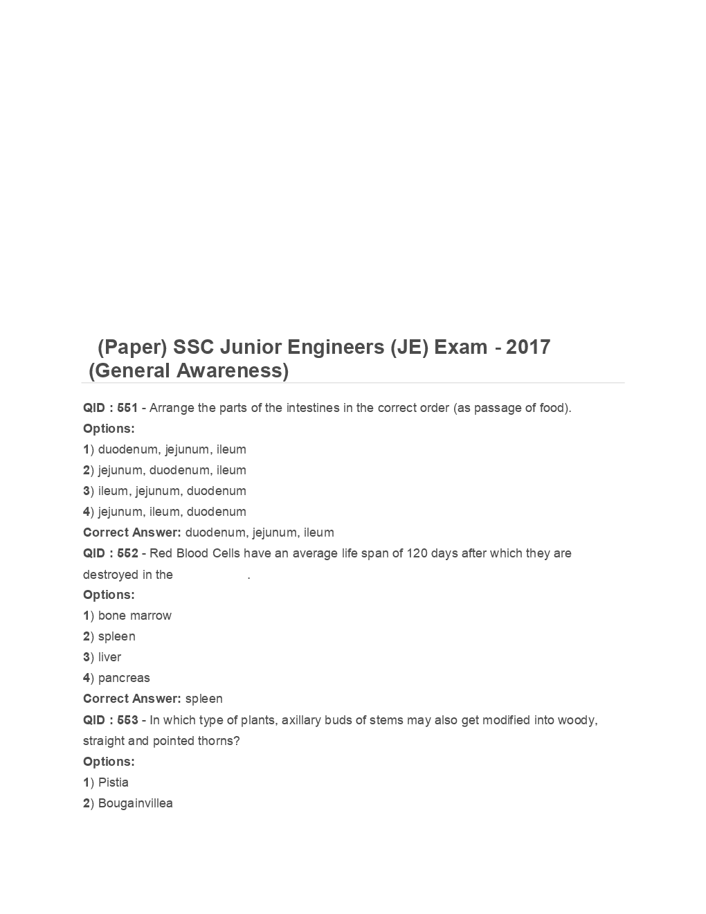 SSC Junior Engineer General Awareness Engineering 2017 Paper-4 - Page 2