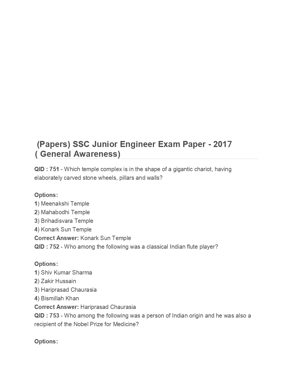 SSC Junior Engineer General Awareness Engineering 2017 Paper-5 - Page 2