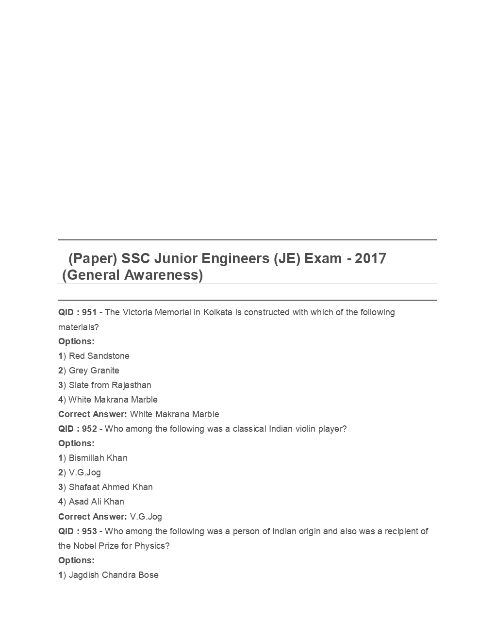 SSC Junior Engineer General Awareness Engineering 2017 Paper-6 - Page 2