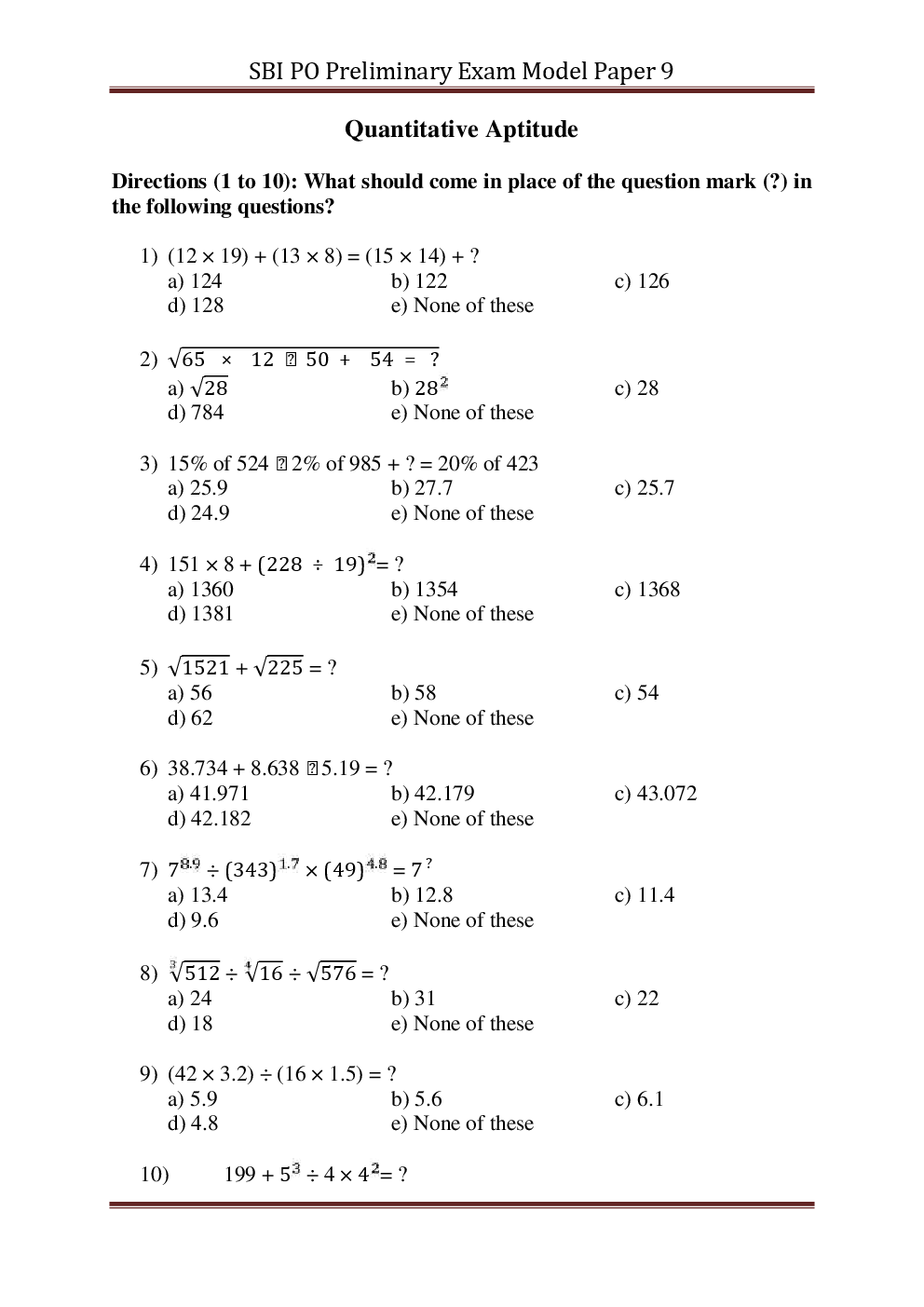 SBI PO Pre Model Paper With Answer Set-9 - Page 2