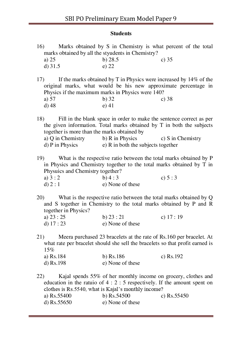 SBI PO Pre Model Paper With Answer Set-9 - Page 5