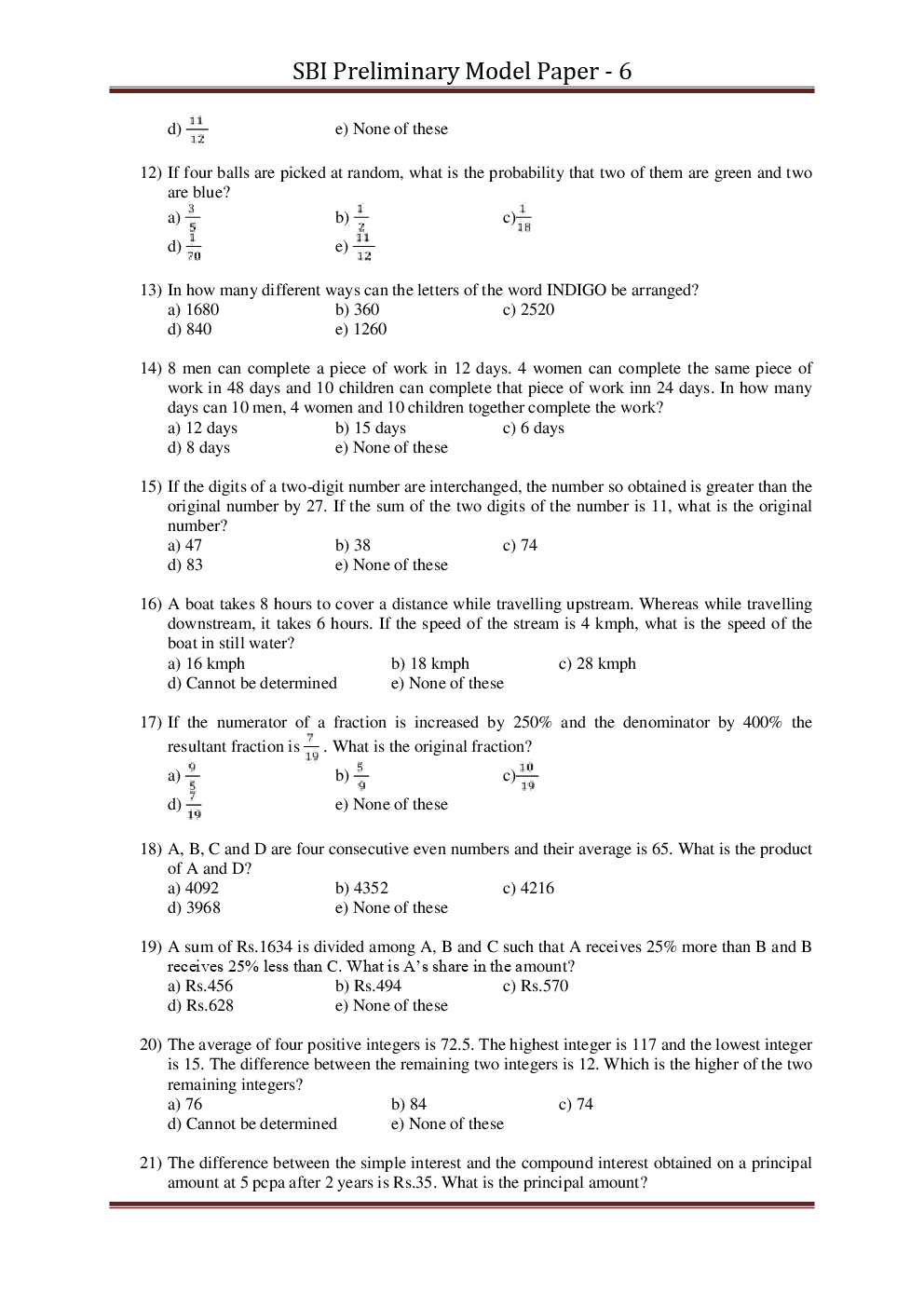 SBI PO Pre Model Paper With Answer Set-7 - Page 3
