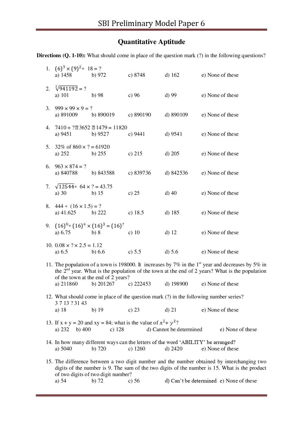 SBI PO Pre Model Paper With Answer Set-6 - Page 2