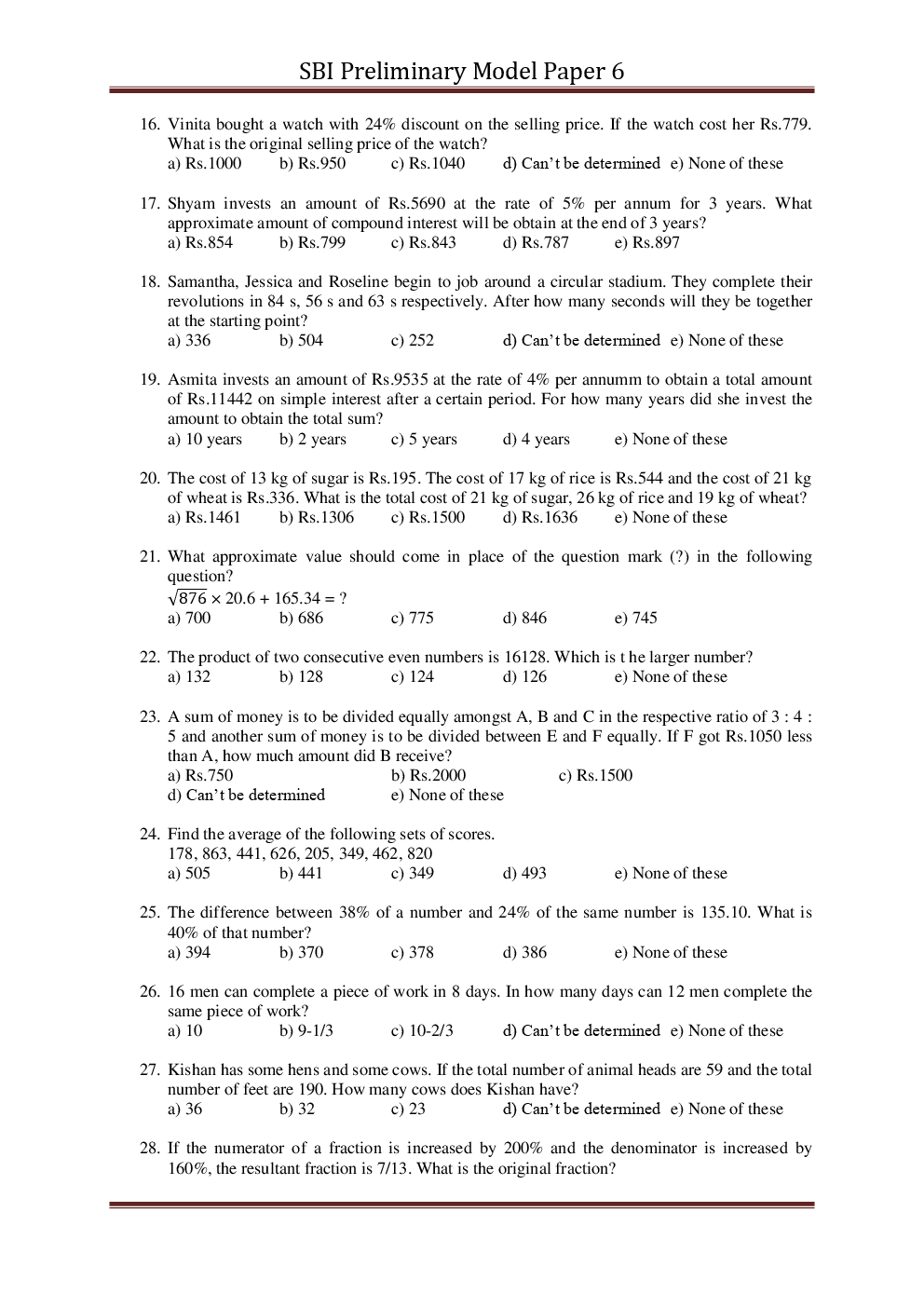 SBI PO Pre Model Paper With Answer Set-6 - Page 3