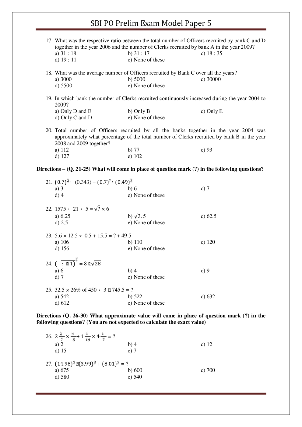 SBI PO Pre Model Paper With Answer Set-5 - Page 4