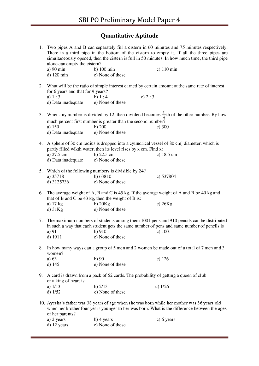 SBI PO Pre Model Paper With Answer Set-4 - Page 2
