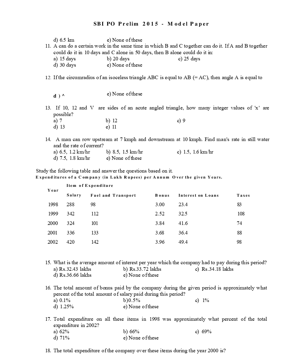 SBI PO Pre Model Paper With Answer 2015 - Page 3