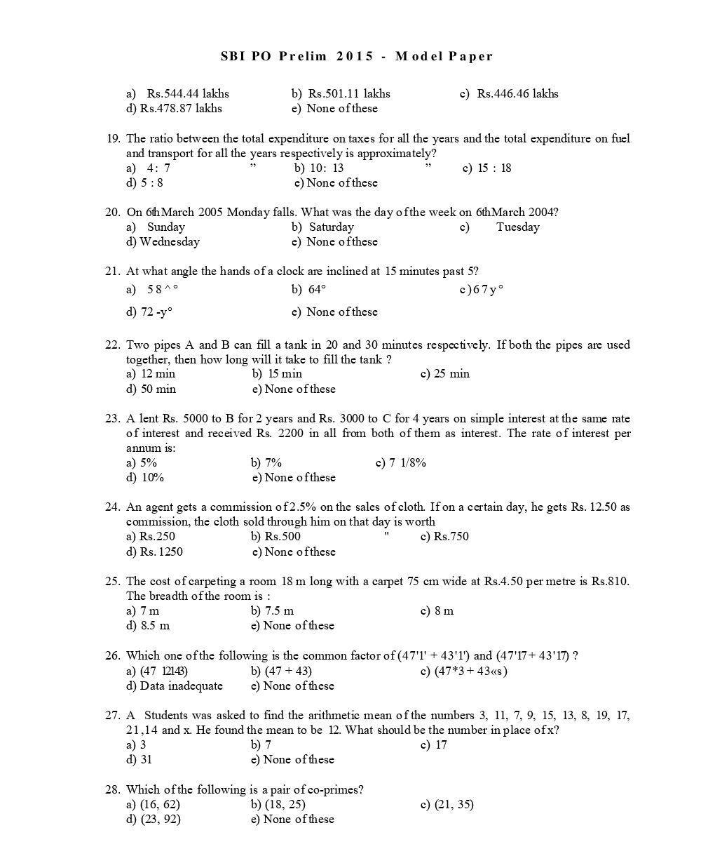 SBI PO Pre Model Paper With Answer 2015 - Page 4