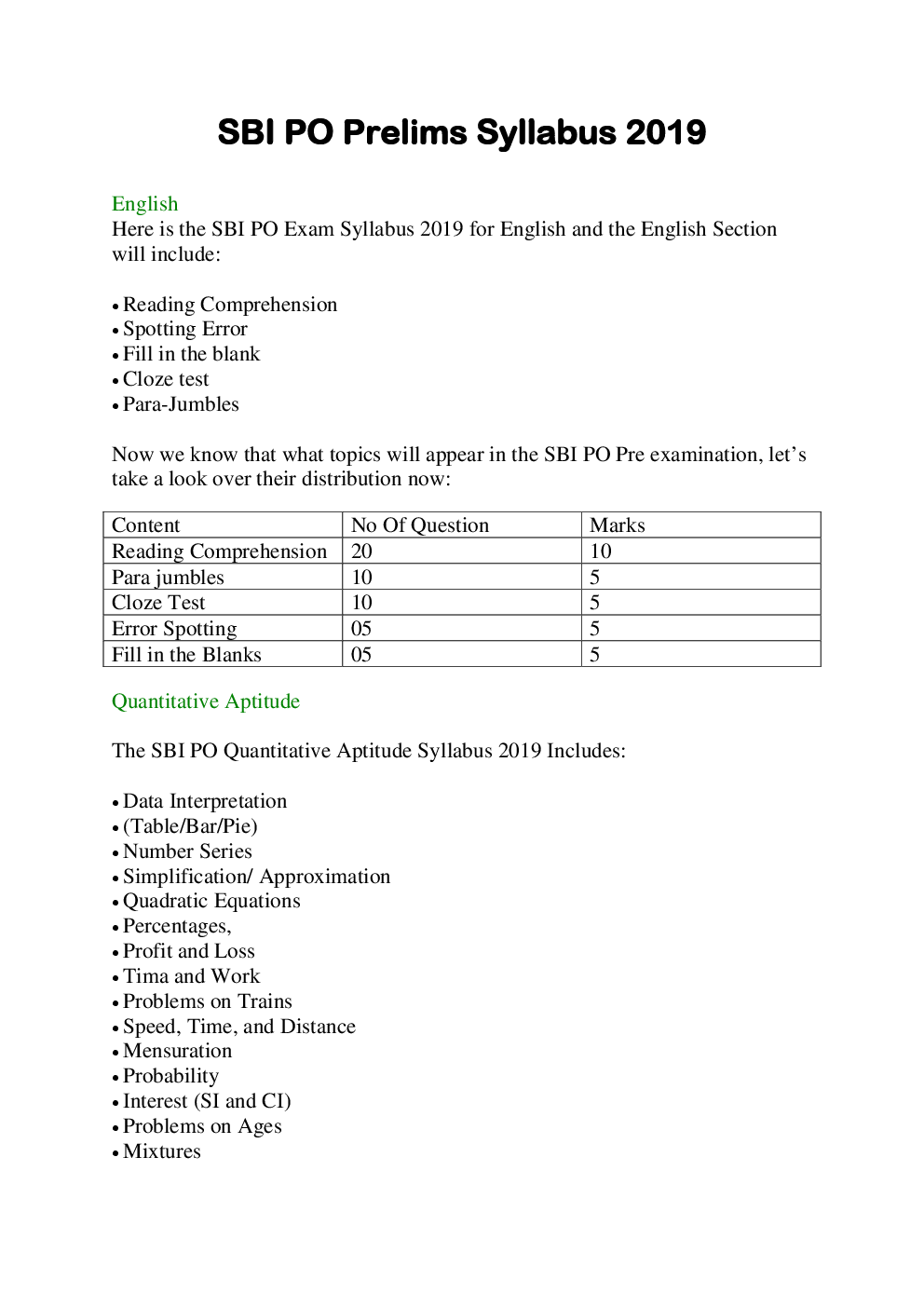 SBI PO Pre & Mains Syllabus 2019 - Page 2