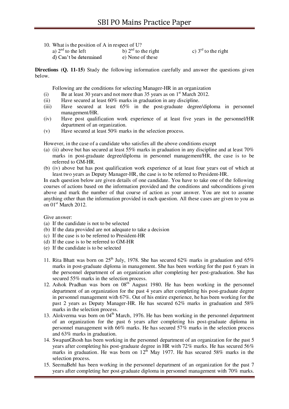 SBI PO Mains Practice Paper Wish Answer Set-1 - Page 3