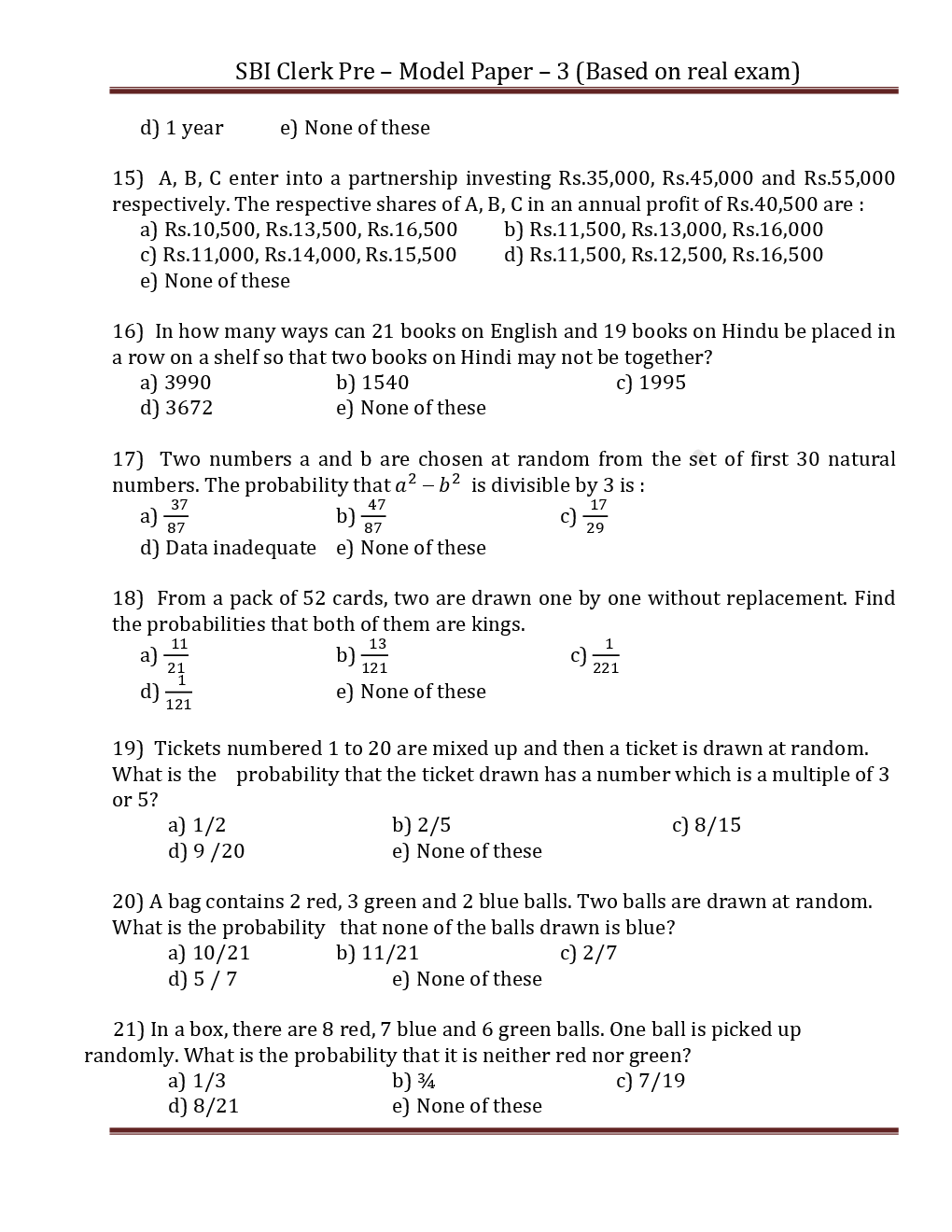 SBI Clerk Pre Model Paper-3 - Page 4