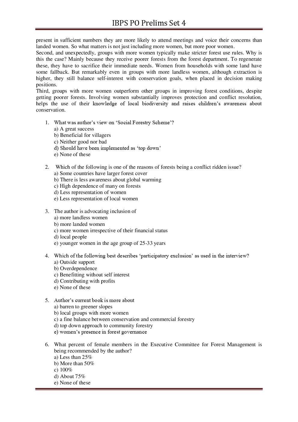 IBPS PO Pre Previous Year Paper With Answer Set-4 - Page 3