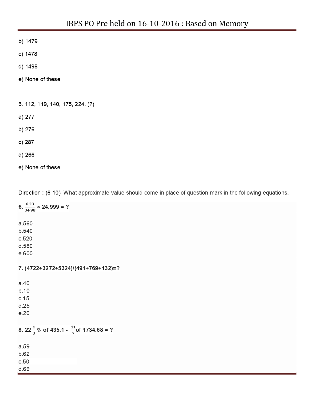 IBPS PO Pre Previous Year Paper With Answer 2016 - Page 3