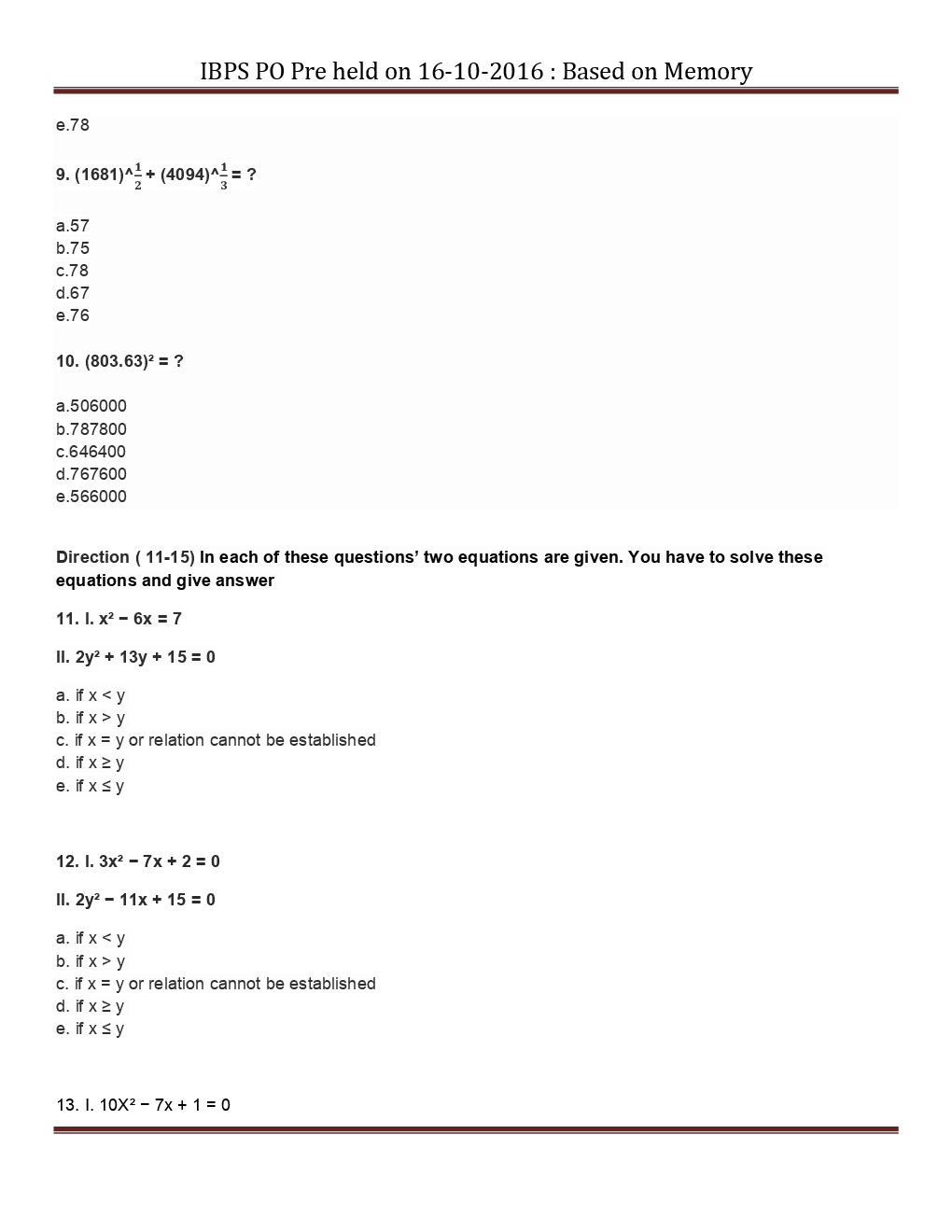 IBPS PO Pre Previous Year Paper With Answer 2016 - Page 4