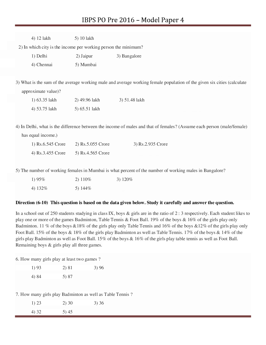IBPS PO Pre Model Paper With Answer Paper-4 2016 - Page 3